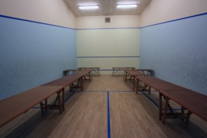 Squash court set up Additional space setting up this year in the squash courts